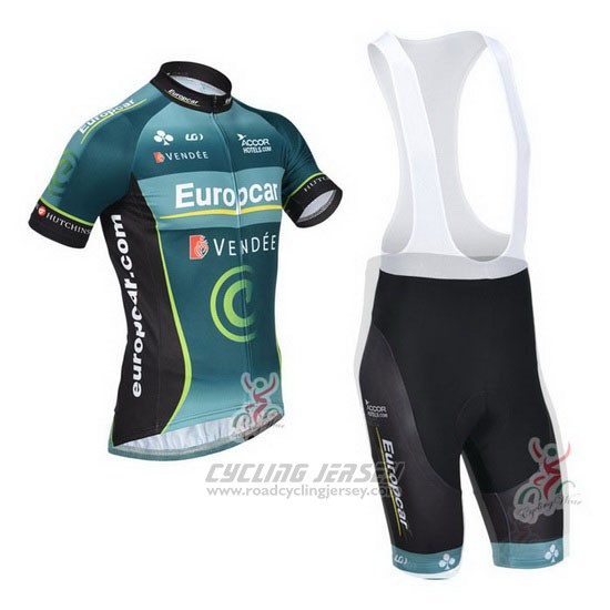 2013 Cycling Jersey Europcar Black and Blue Short Sleeve and Bib Short